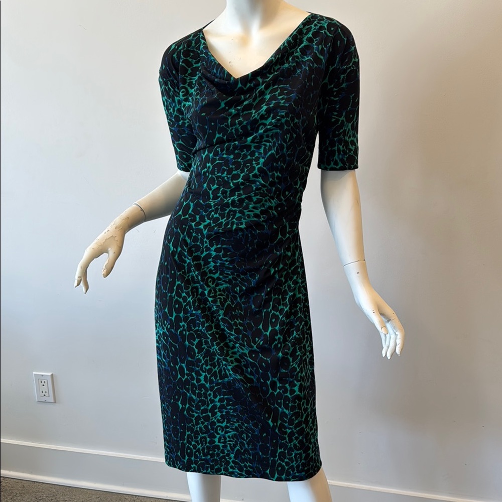 BCBG Cheetah Print Green and Black Dress